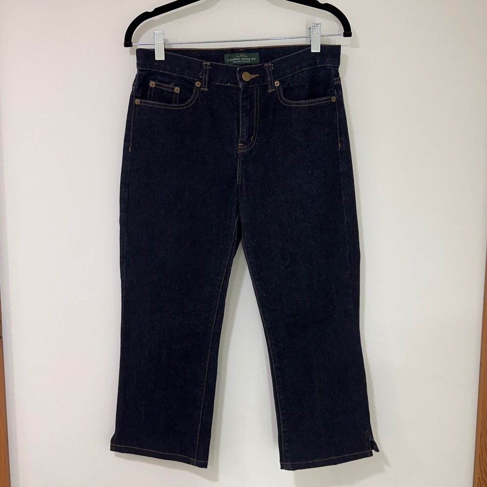 Ralph Lauren Classic Cropped Straight Jeans Women Size 2 Indigo Dark Wash